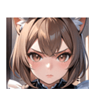 猫耳のアッシュブラウン ＆ 真剣な表情0（個別スタンプ：32）