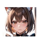猫耳のアッシュブラウン ＆ 真剣な表情0（個別スタンプ：33）