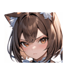 猫耳のアッシュブラウン ＆ 真剣な表情0（個別スタンプ：35）