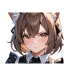 猫耳のアッシュブラウン ＆ 真剣な表情0（個別スタンプ：36）