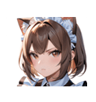 猫耳のアッシュブラウン ＆ 真剣な表情0（個別スタンプ：37）