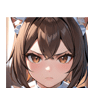 猫耳のアッシュブラウン ＆ 真剣な表情0（個別スタンプ：38）