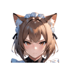 猫耳のアッシュブラウン ＆ 真剣な表情0（個別スタンプ：40）