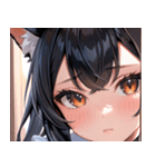猫耳の黒髪 ＆ 覗き込む表情0（個別スタンプ：2）