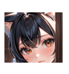 猫耳の黒髪 ＆ 覗き込む表情0（個別スタンプ：3）