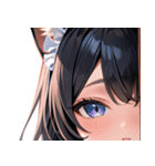 猫耳の黒髪 ＆ 覗き込む表情0（個別スタンプ：4）
