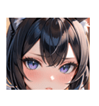 猫耳の黒髪 ＆ 覗き込む表情0（個別スタンプ：5）