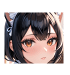 猫耳の黒髪 ＆ 覗き込む表情0（個別スタンプ：6）