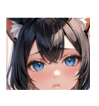 猫耳の黒髪 ＆ 覗き込む表情0（個別スタンプ：7）