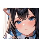 猫耳の黒髪 ＆ 覗き込む表情0（個別スタンプ：9）