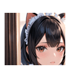 猫耳の黒髪 ＆ 覗き込む表情0（個別スタンプ：10）