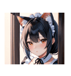 猫耳の黒髪 ＆ 覗き込む表情0（個別スタンプ：11）