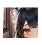 猫耳の黒髪 ＆ 覗き込む表情0（個別スタンプ：13）