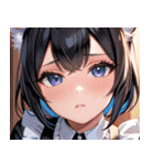 猫耳の黒髪 ＆ 覗き込む表情0（個別スタンプ：15）