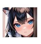猫耳の黒髪 ＆ 覗き込む表情0（個別スタンプ：16）