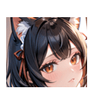 猫耳の黒髪 ＆ 覗き込む表情0（個別スタンプ：18）