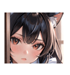 猫耳の黒髪 ＆ 覗き込む表情0（個別スタンプ：19）