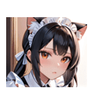 猫耳の黒髪 ＆ 覗き込む表情0（個別スタンプ：20）