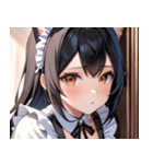 猫耳の黒髪 ＆ 覗き込む表情0（個別スタンプ：22）