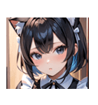 猫耳の黒髪 ＆ 覗き込む表情0（個別スタンプ：23）