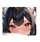 猫耳の黒髪 ＆ 覗き込む表情0（個別スタンプ：24）