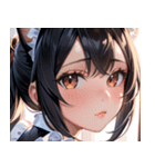 猫耳の黒髪 ＆ 覗き込む表情0（個別スタンプ：26）