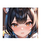 猫耳の黒髪 ＆ 覗き込む表情0（個別スタンプ：27）