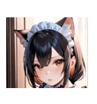 猫耳の黒髪 ＆ 覗き込む表情0（個別スタンプ：28）