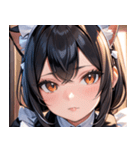 猫耳の黒髪 ＆ 覗き込む表情0（個別スタンプ：29）