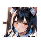 猫耳の黒髪 ＆ 覗き込む表情0（個別スタンプ：30）
