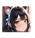 猫耳の黒髪 ＆ 覗き込む表情0（個別スタンプ：31）