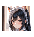 猫耳の黒髪 ＆ 覗き込む表情0（個別スタンプ：33）