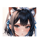 猫耳の黒髪 ＆ 覗き込む表情0（個別スタンプ：34）