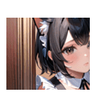 猫耳の黒髪 ＆ 覗き込む表情0（個別スタンプ：35）