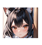 猫耳の黒髪 ＆ 覗き込む表情0（個別スタンプ：37）