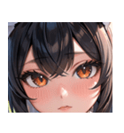 猫耳の黒髪 ＆ 覗き込む表情0（個別スタンプ：38）