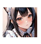 猫耳の黒髪 ＆ 覗き込む表情0（個別スタンプ：39）