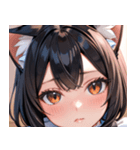 猫耳の黒髪 ＆ 覗き込む表情0（個別スタンプ：40）