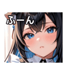 猫耳の黒髪 ＆ 覗き込む表情（個別スタンプ：9）