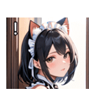 猫耳の黒髪 ＆ 覗き込む表情（個別スタンプ：14）