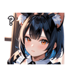 猫耳の黒髪 ＆ 覗き込む表情（個別スタンプ：30）