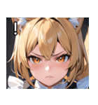 猫耳の金髪 ＆ 決意を固めた表情（個別スタンプ：14）