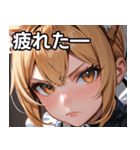 猫耳の金髪 ＆ 決意を固めた表情（個別スタンプ：23）