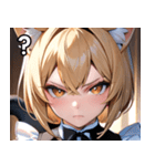 猫耳の金髪 ＆ 決意を固めた表情（個別スタンプ：30）