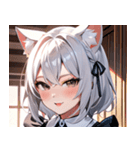 猫耳の銀髪 ＆ いたずらなウィンク0（個別スタンプ：1）
