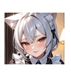 猫耳の銀髪 ＆ いたずらなウィンク0（個別スタンプ：2）