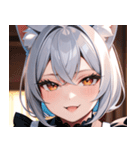 猫耳の銀髪 ＆ いたずらなウィンク0（個別スタンプ：3）