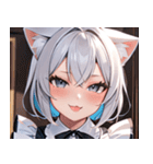 猫耳の銀髪 ＆ いたずらなウィンク0（個別スタンプ：5）