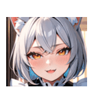 猫耳の銀髪 ＆ いたずらなウィンク0（個別スタンプ：7）