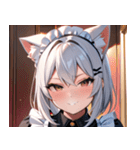 猫耳の銀髪 ＆ いたずらなウィンク0（個別スタンプ：9）